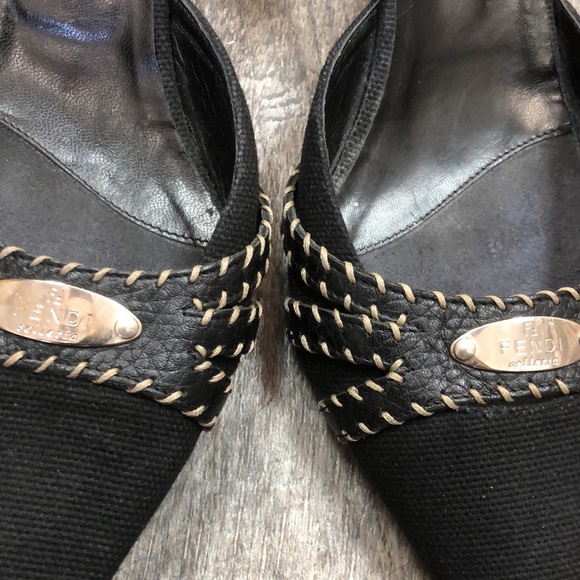 Vintage FENDI Selleria Series Logo Plate Mule Heels (rare) - Picture 3 of 11